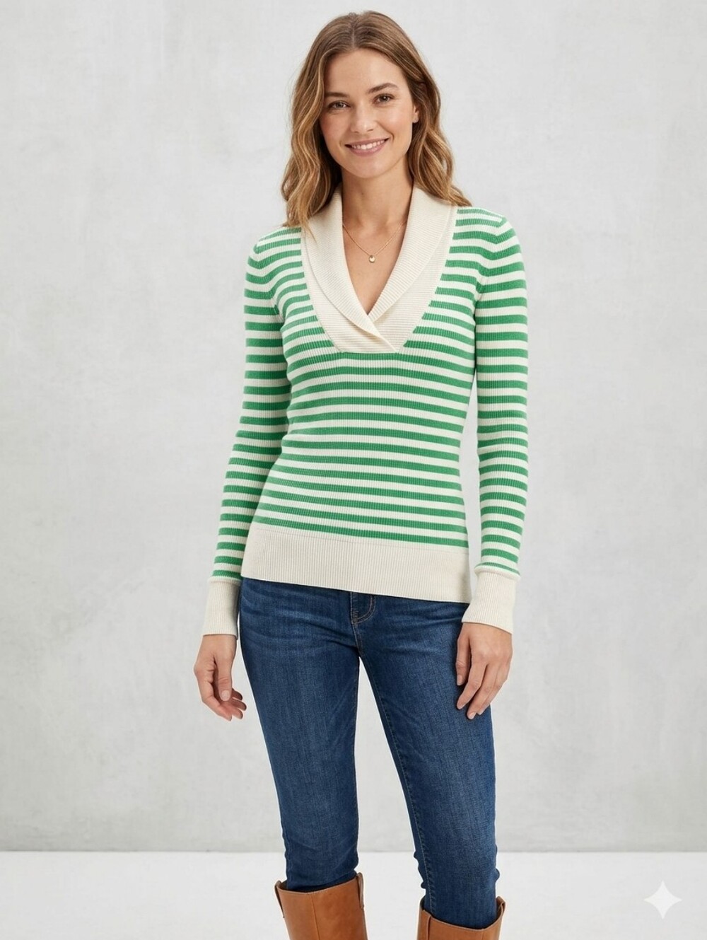 American Eagle Outfitters Sweater Green-White Striped Size SP